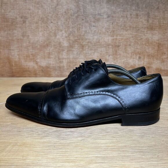 Finsbury Montana Men's 11.5 Shoes Black Leather Gamme Latina Blake Welted Oxford - Picture 3 of 13